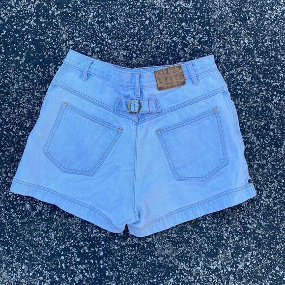 Vintage Y2K Midwest Traders Light Wash Back Buckle High Rise Denim Jean Jorts Sh - Picture 1 of 5